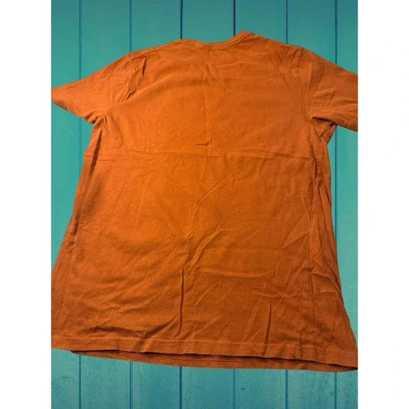 GUESS Mens T-Shirt Short Sleeve Round Neck L Orange Distressed Acid Wash Graphic - Picture 3 of 9